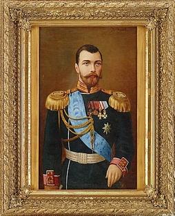 Portrait of Emperor Nicholas II in the uniform of a colonel of the Preobrazhensky Regiment by 
																	V Damichev