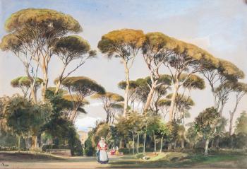 The Borghese Gardens, Rome by 
																	Thomas Hartley Cromek