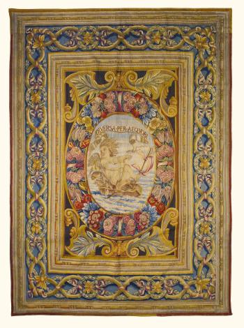 An Italian allegorical tapestry portiere, Rome by 
																	Agostino dei Musi