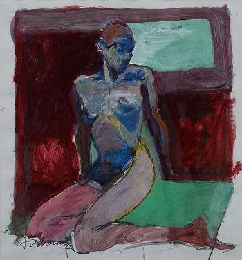 Kneeling Figure with Pink Leg by 
																			Kim Frohsin