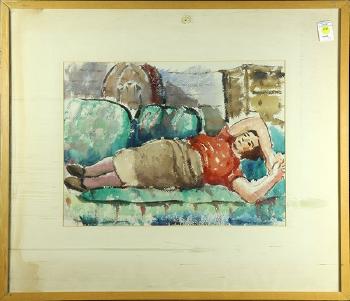 Girl reclining by 
																	Arthur Durston
