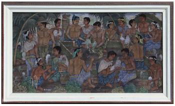 Balinese Cockfight Scene by 
																			I Ketut Tungeh