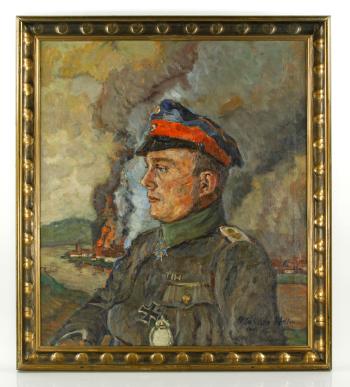 Portrait of Lt. Hans Klein wearing the Pour le Merite by 
																			Otto Lang-Wollin