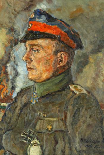 Portrait of Lt. Hans Klein wearing the Pour le Merite by 
																			Otto Lang-Wollin