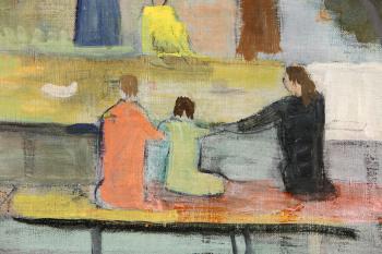 Figures around a picnic table by 
																			Alice Sternberg Valenstein