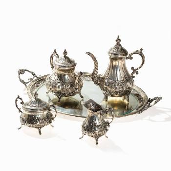 Large Silver Coffee and Tea Set by 
																			 Otto Hintze