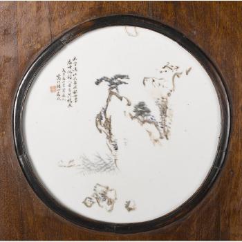 The four circular framed plaques by 
																			 Cheng Men