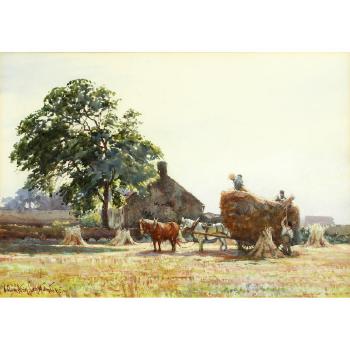 Travellers on the Edge of The Moor; The Haywain; Harvest Time by 
																			George Hamilton Constantine