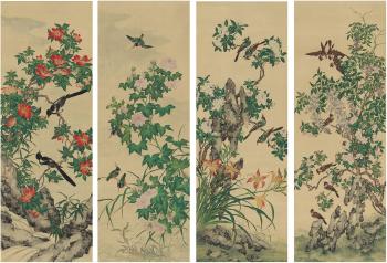 Flowers and birds by 
																	 Qu Zhaolin