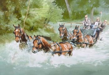 A Carriage Racing Team, through the River by 
																			Graham Isom