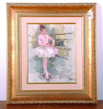 The Ballet Dance, Holding a Pink Ribbon by 
																			Boris Trofimenko