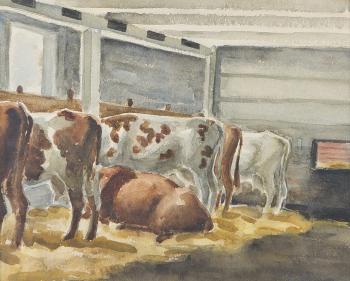 Interior from the cowshed by 
																	Alexander Paischeff
