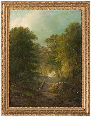Forest path with stairs by 
																			George Gunther Hartwick