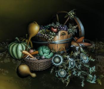 Stillleben mit Gemüse, Trauben und Disteln by 
																	Bisenka Zlatar-Micinkovic