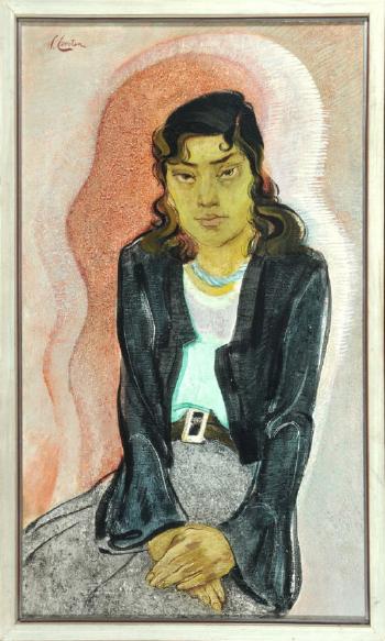 Dreiviertel-Portrait einer Dame in schwarzer Jacke und grauem Rock by 
																	Mies Callenfeld-Carsten