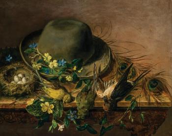 Still life with hat, bird, and eggs by 
																			Emily Stannard of Bedford
