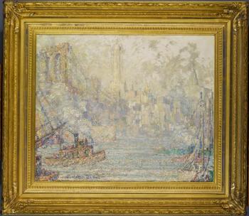 New York from the Brooklyn Bridge by 
																			Frederick Usher Devoll