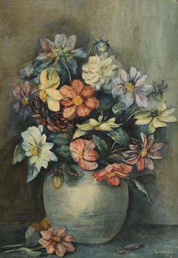 Still Life - Flowers in a Vase by 
																			Joseph Poole Addey