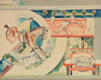 Entwurf einer Wanddekoration im Sportraum Haus Weidtmann by 
																	August Lange-Brock