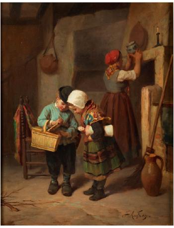 Kinder in einen korb blickend by 
																			Joseph Aufray