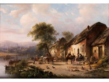 Landschaft mit Herberge und Reisenden by 
																			Abraham van der Wayen Pieterszen