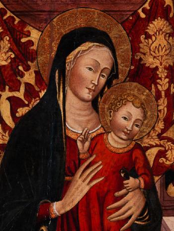 Thronende Maria mit kind und den heiligen Helena und Johannes dem täufer by 
																			Alvaro di Piero