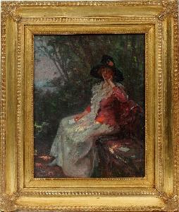 Seated Lady with Hat by 
																	Charles Waltensperger