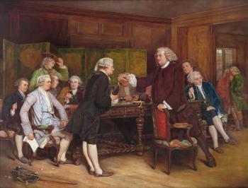 Doctor Johnson receiving Boswell in the library by 
																	Eyre Crowe