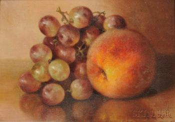 Still Life with Peach and Grapes by 
																	Abbie Luella Zuill