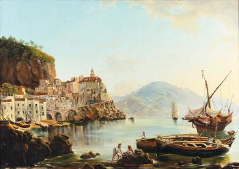 Paesaggio con porto by 
																	Joseph Rebell