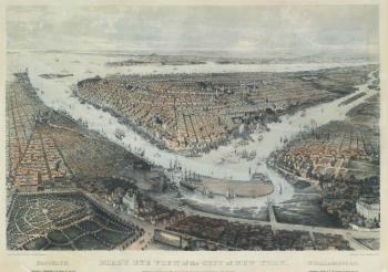 Bird's eye view of the city of New York. Brooklyn. Williamsburg. New York: C. Fatzer for Goupil by 
																	John Bachmann