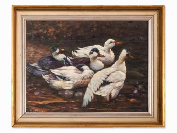 Ducks on the Pond by 
																			Adolf Lohmann