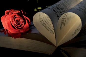 Rose and book by 
																	Gael Judic