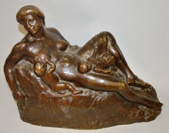 A reclining nude with two babies by 
																	Sandor Jaray