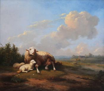 Sheep in the meadow by 
																	Arthur de Waerhert