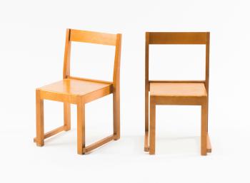 Six stacking chairs by 
																			Sven Markelius