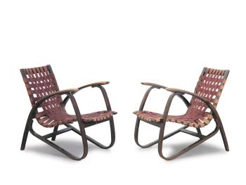 Two armchairs by 
																			 Jiri Vanek