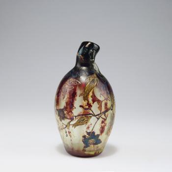 Rare gourd-shaped 'Coloquinte et Papillon' vase by 
																			 Vallerysthal Glass