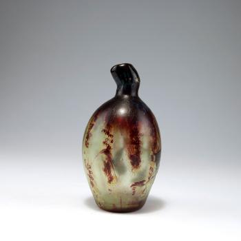 Rare gourd-shaped 'Coloquinte et Papillon' vase by 
																			 Vallerysthal Glass