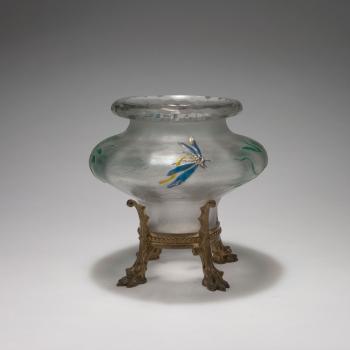 'Glycines et libellule' vase with bronze mounting by 
																			 L'Escalier de Cristal