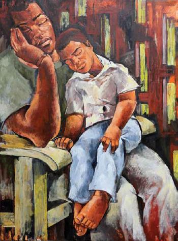 Two young boy by 
																	Polly Alakija