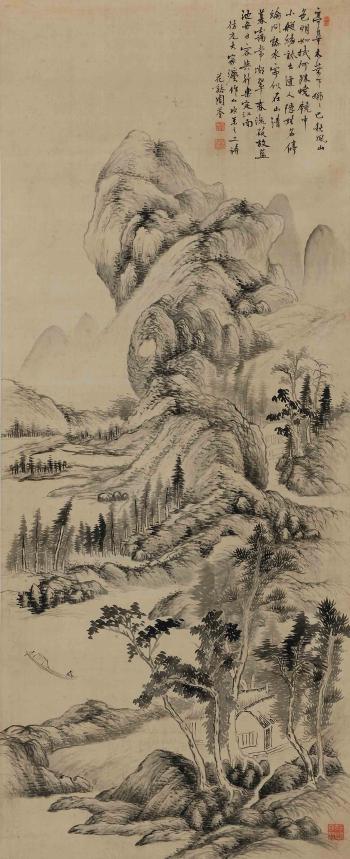 Emulation of Yuan Dynasty landscapes by 
																	 Zhou Quan