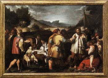 Labano Raggiunge Giacobbe sulla Via verso Canaan by 
																	Pedro Orrente