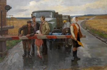 At the Railway Crossing by 
																	Vasily Magalas