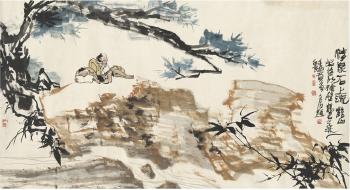Shepherds on the rock by 
																	 Zhuo Hejun