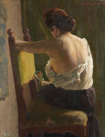 Back View of a Seated Lady by 
																	Karl Einhart