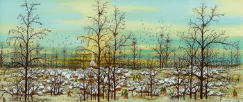 Grosse winterliche Dorflandschaft mit Figuren by 
																	Ivan Lackovic