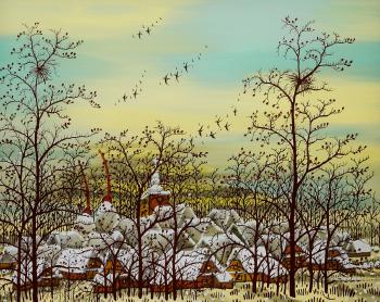 Winterliche Dorflandschaft mit Bäumen by 
																	Ivan Lackovic