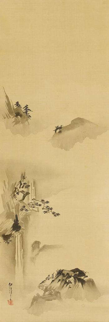 Three hanging scrolls (a triptych) by 
																			Kano Naganobu