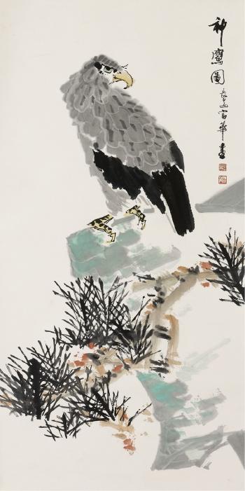Eagle on a rock by 
																	 Fu Hua